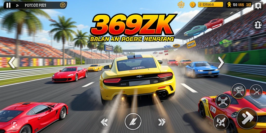 Tampilan gameplay seru dalam balapan mobil di 369ZK.