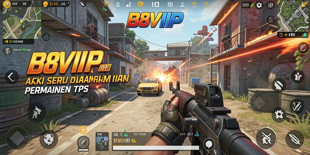 Screenshot gameplay B8VIP menampilkan aksi seru di medan perang TPS.