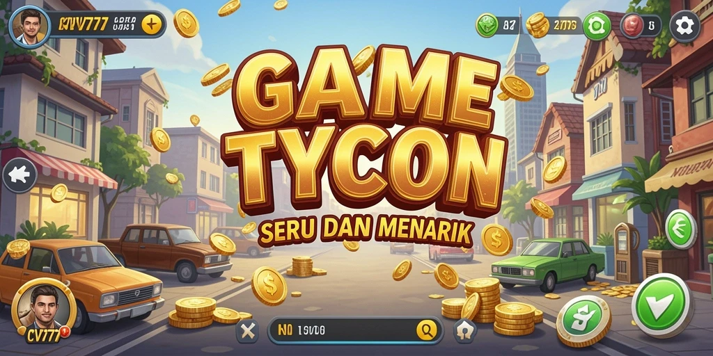Screenshot gameplay Tycoon CV777 menampilkan pengelolaan bisnis yang seru.