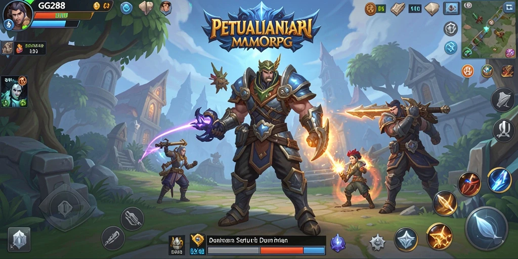 Screenshot utama GG288 menunjukkan pertarungan epik di dunia MMORPG.