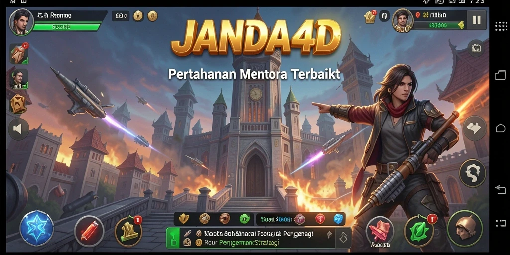 Screenshot gameplay menampilkan aksi menara pertahanan di JANDA4D.