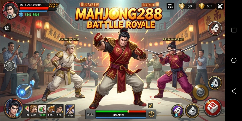 Tampilan gameplay seru dari MAHJONG288 saat bertarung di arena.