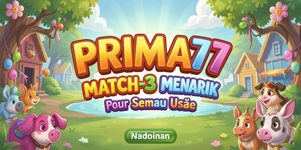 Tampilan seru dari permainan Match-3 PRIMA77 menunjukkan keseruan mencocokkan permata.