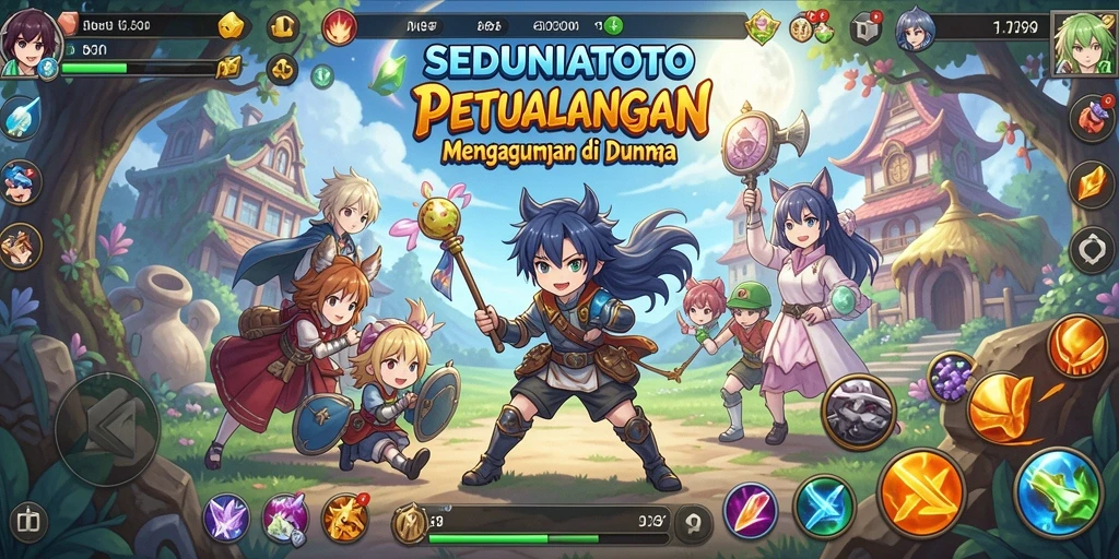 Tampilan screenshot SEDUNIATOTO dengan karakter unik dan aksi seru dalam game.