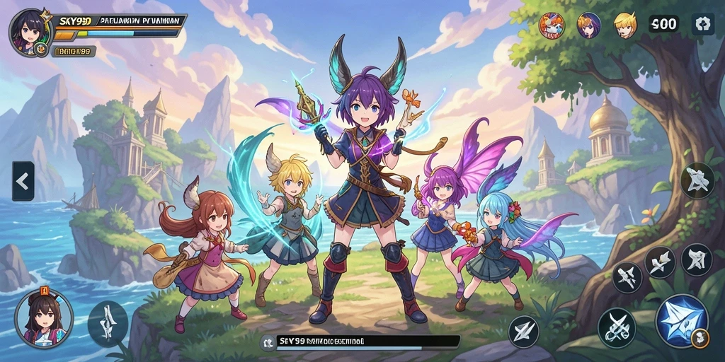 Tampilan menarik dari gameplay SKY99 dengan karakter Anime yang beraksi.