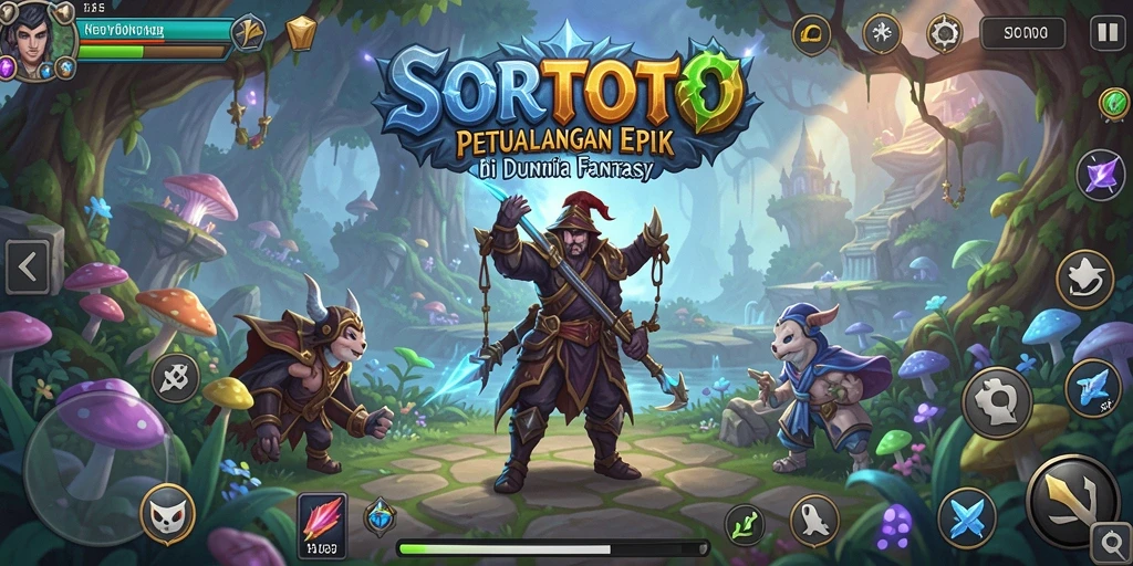 Tangkapan layar utama SORTOTO menampilkan aksi seru dalam pertarungan RPG.