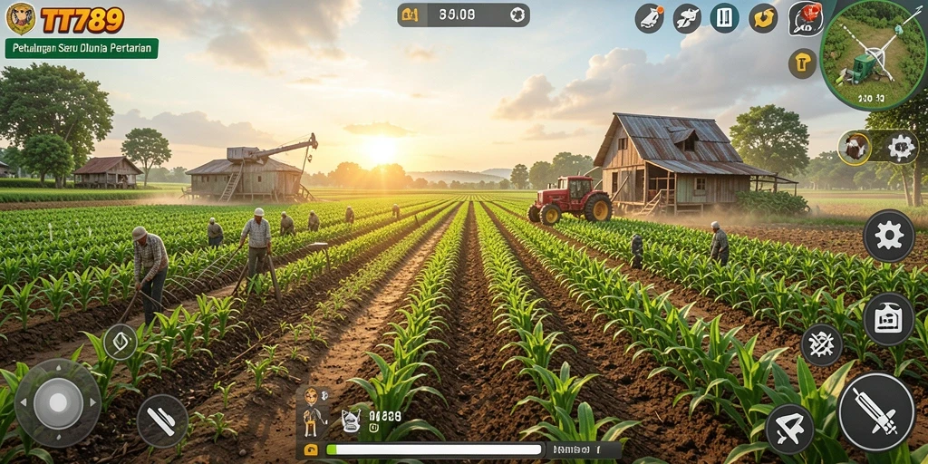 Tampilan gameplay TT789 dengan aktivitas bertani yang menyenangkan.